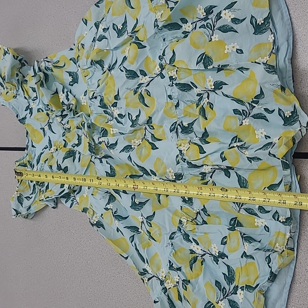 French Connection Blue and Yellow Lemon Patterned Dress Size 10/12 - Picture 4 of 8